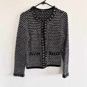 White House Black Market Sz S Embellished Jeweled Sweater Cardigan Jacket Dressy